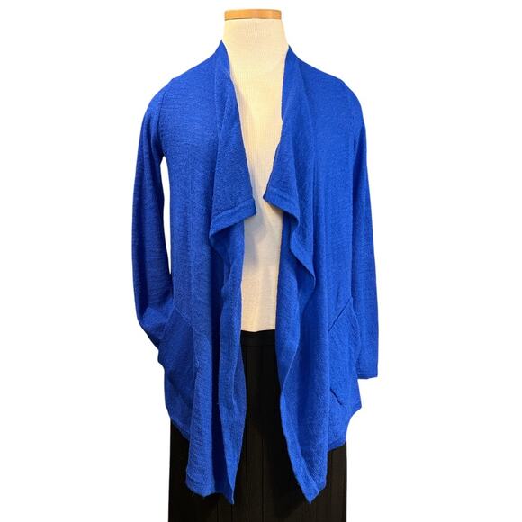 Lilly Pulitzer Chesapeake Cardigan Drape Front Size S Brilliant Blue Open Knit - Picture 1 of 10